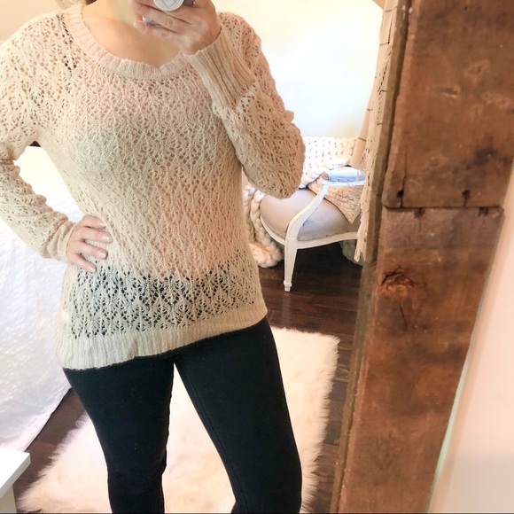 LAUREN CONRAD size medium rose open knit sweater - Picture 1 of 4